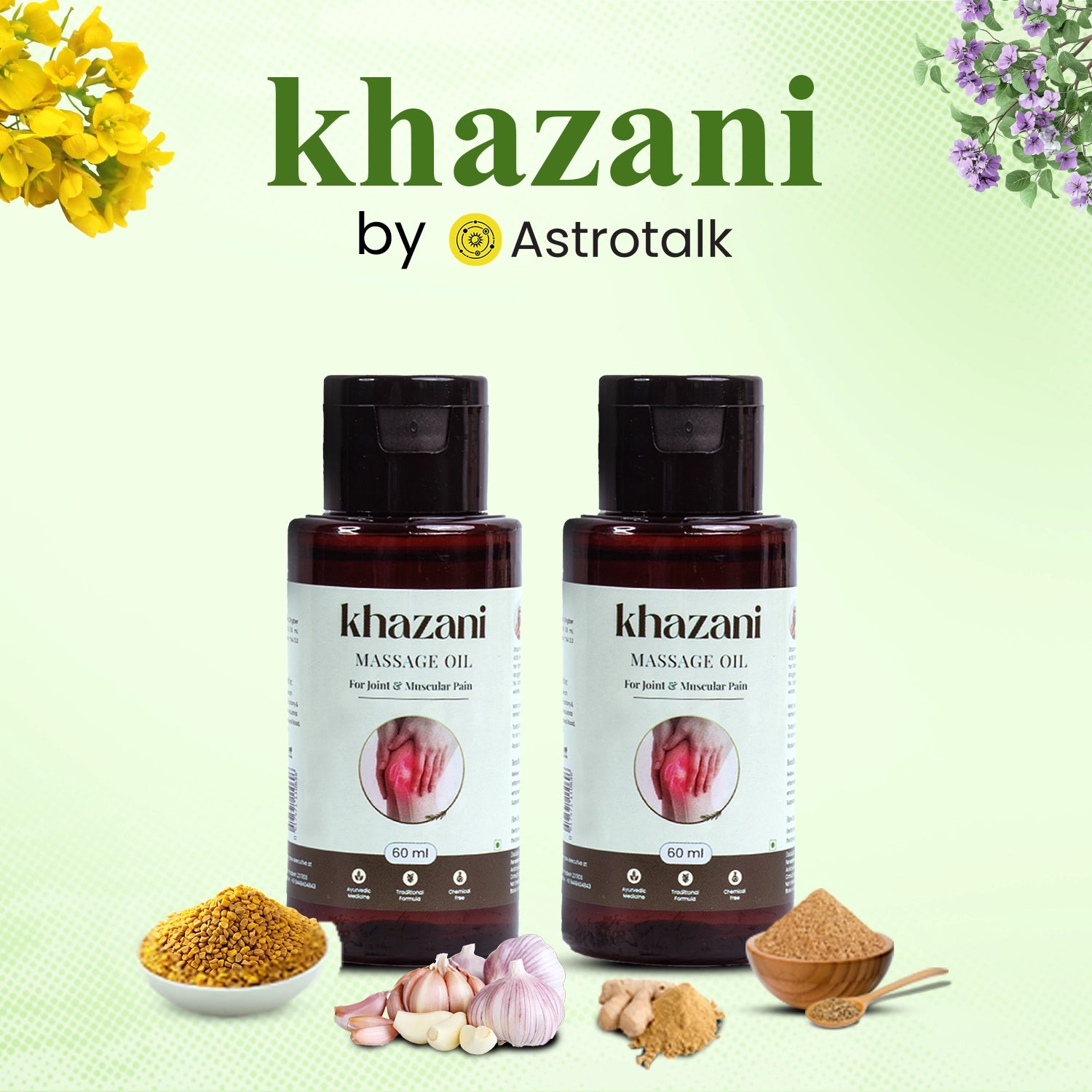 Khazani Massage Oil for Joint Muscle Pain (Pack of 2)